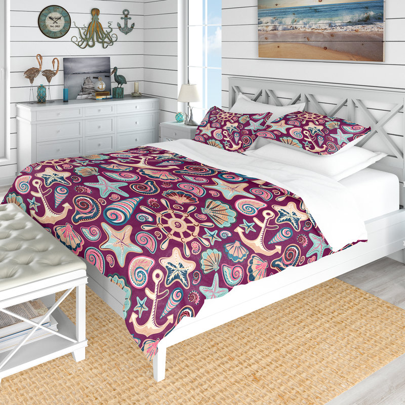Ensemble de housse de couette en microfibre mauve / bleu, Housse simple + 1 taie décorative