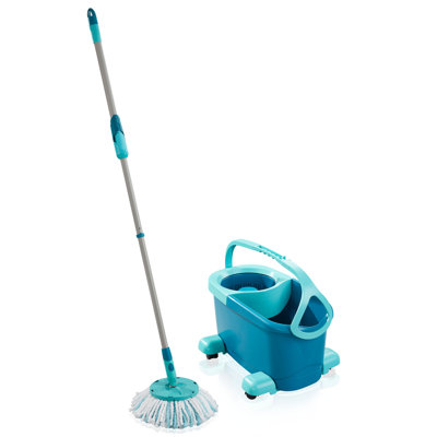 Leifheit Clean Twist Spin Mop and Bucket Set with Rollers | Telescopic Handle, 360° Joint, Spin-Dry System | Easy Glide Wheels | Blue