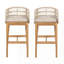 Ensemble de 2 tabourets d'extérieur en bois et corde