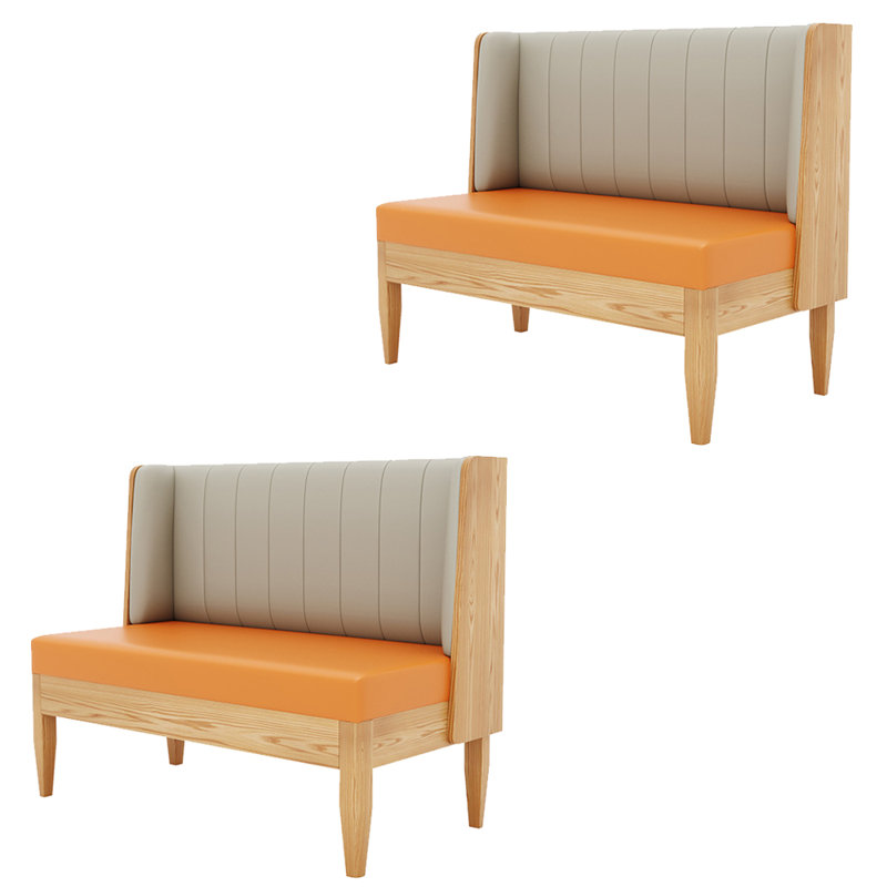 Banc rembourré en similicuir Modern Modern Fashion, Gris / Orange