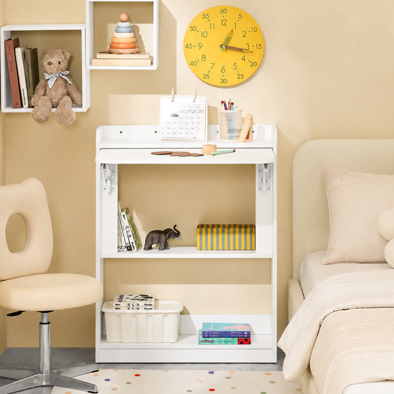 Kendyle Foldable Particle Board / Chipboard Writing Desk, White