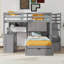 Lit superposé double au-dessus de simple avec escalier, tiroirs de rangement, cadre de lit superposé avec bureau et tablettes, aucun sommier nécessaire-210210738