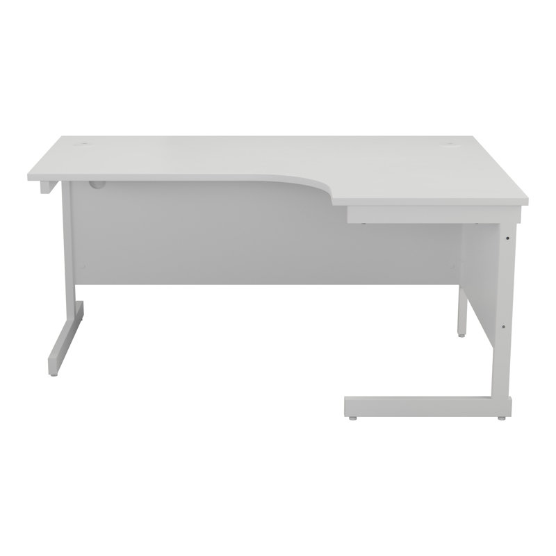Buariki L-Shaped Metal Base Desk Shell, Left, White, White