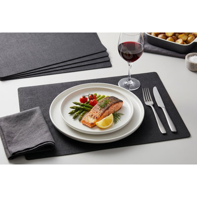 Cena Faux Suede Placemats Set of 4, Black, 12 x 18 inches, Washable Non-Slip Heat Resistant Placemat for Dining and Kitchen Table
