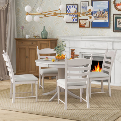 Amarion 4 - Person Extendable Solid Wood Top Pedestal Dining Set