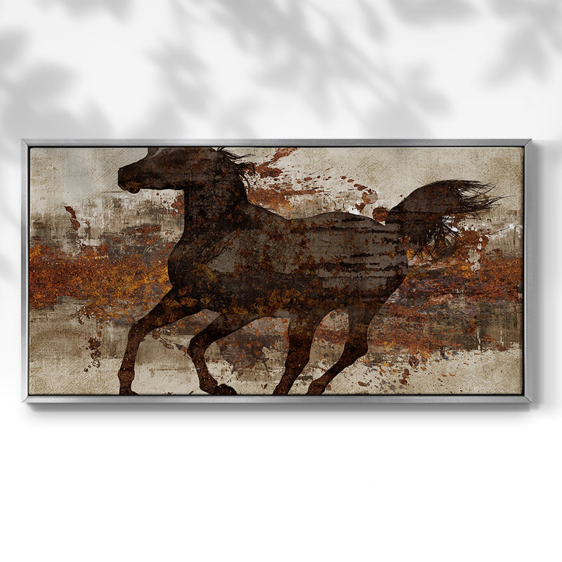 «Running Free II», toile tendue avec châssis, prête à être accrochée, H 17 po x l 33 po, Argent argent