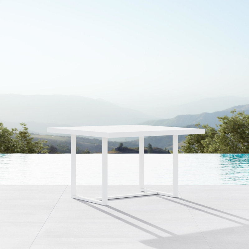 Pavia 48" Power Coated Aluminum Dining Table, Matte White