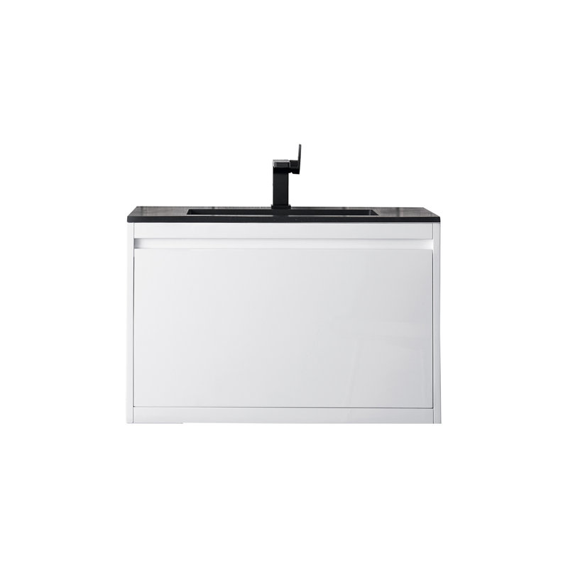 Mantova 31.5'' W Single Vanity, Glossy White, 31.5'' W, Charcoal Black