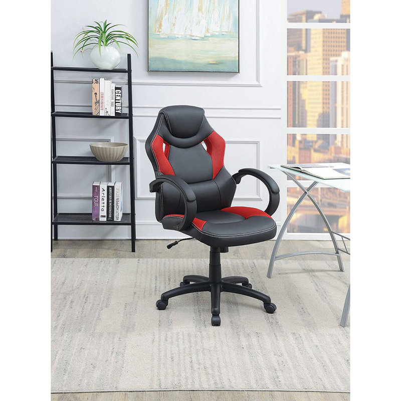 Chaise de bureau rembourrée 1pc, Noir / Rouge