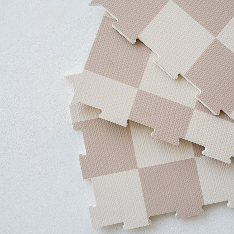 Tapis pour bébé et enfants en mousse EVA, Damier beige