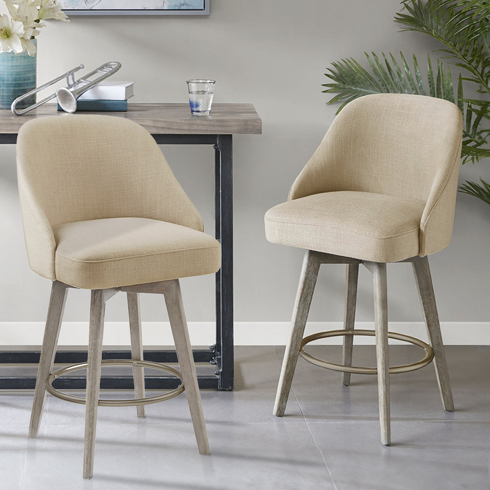Pearce Swivel Stool, Sand, Counter Stool (25.75” Seat Height), 2