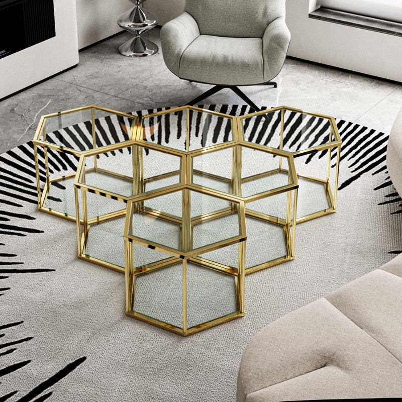 Ensemble de salon polyvalent et élégant 1 + 5 avec table basse, table de chevet et table d'appoint