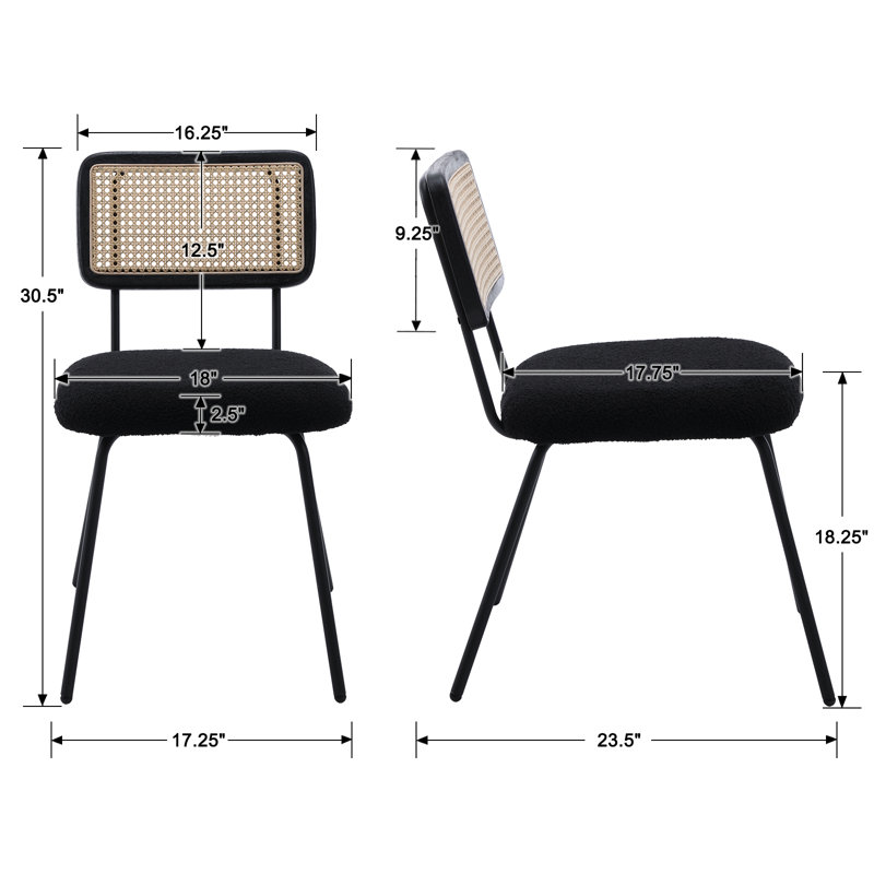 Chaise d'appoint à dossier en croix Lashounda, Noir