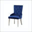 Chaise d'appoint en tissu bleu avec finition platine antique et garniture cloutée