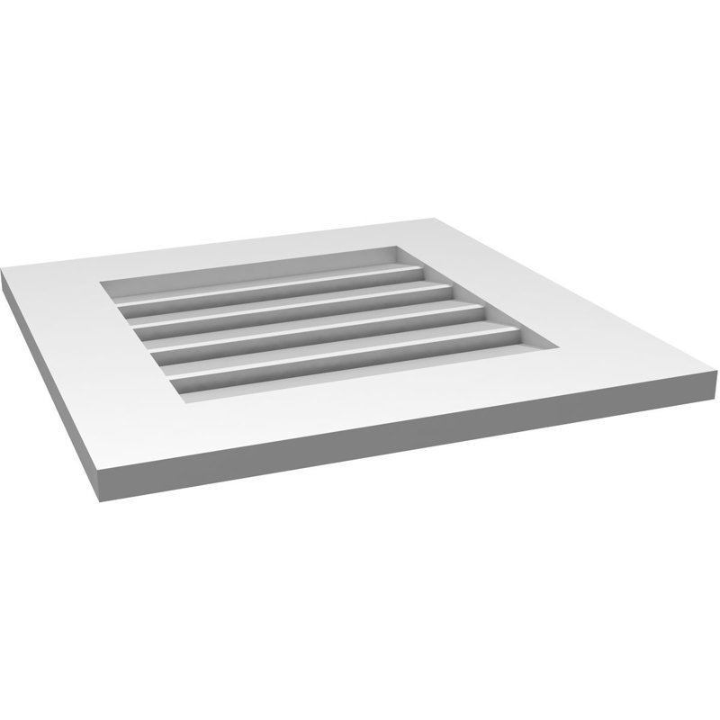 Évent à pignon fonctionnel en uréthane rectangulaire à fixation en surface, brun clair apprêté, H 20 po x l 20 po x P 1 po