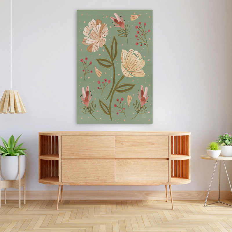 Floralscape V neutre floral contemporain brun Berrie, H 48 po x l 32 po