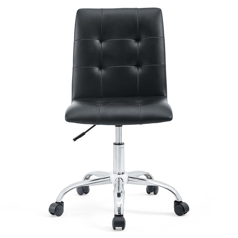 Elegant Finesse Armless Leather Drafting Chair in Black