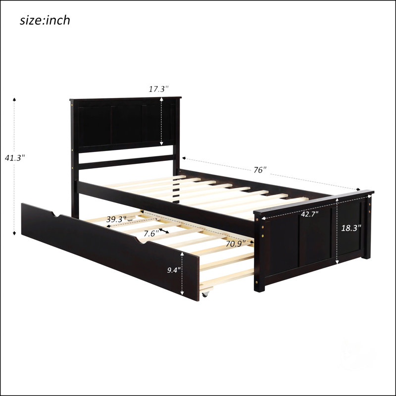Lit plateforme avec lit gigogne simple