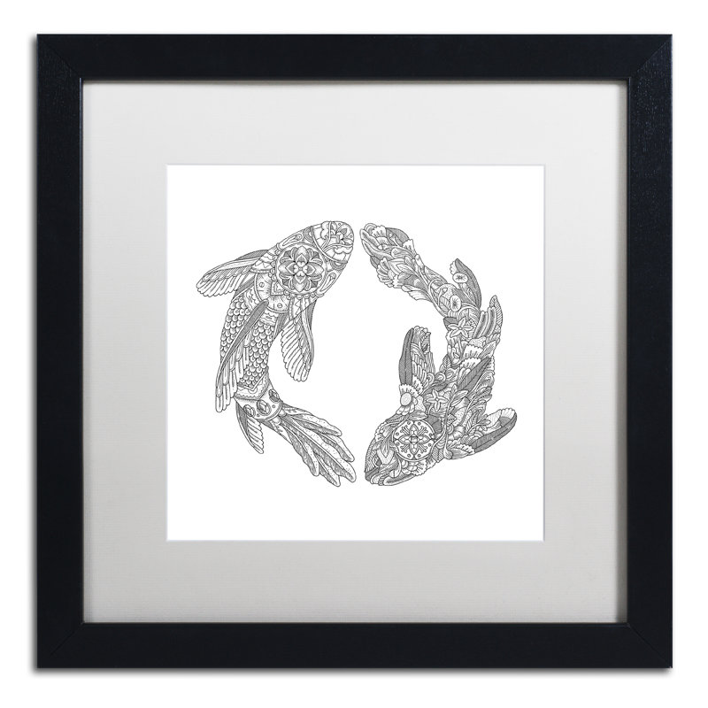 «Koi Fishes» par Chouquer, impression encadrée, Blanc, H 16 po x l 16 po x P 0,5 po