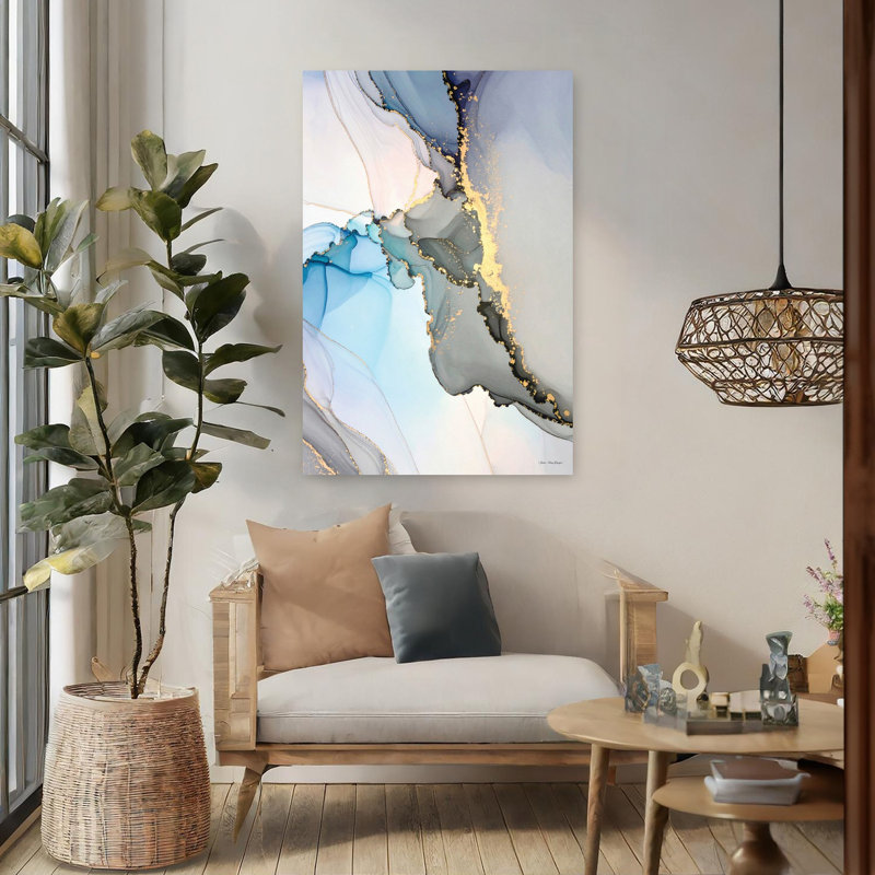 Celestial Tides III, art contemporain abstrait et élégant, H 48 po x l 32 po