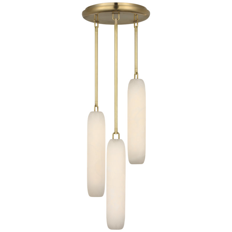 Kelly Wearstler Formosa 3-Light Pendant with Alabaster, Antique-Burnished Brass