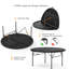 Patio Table ronde pliante en plastique noir