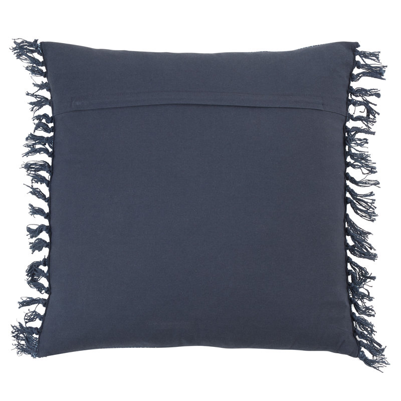 Navy Blue Cotton Stitched Line Decorative Pillow Cover