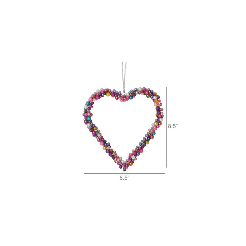 Beaded Heart - Lrg, 8.5" H x 0.75" W x 8.5" D