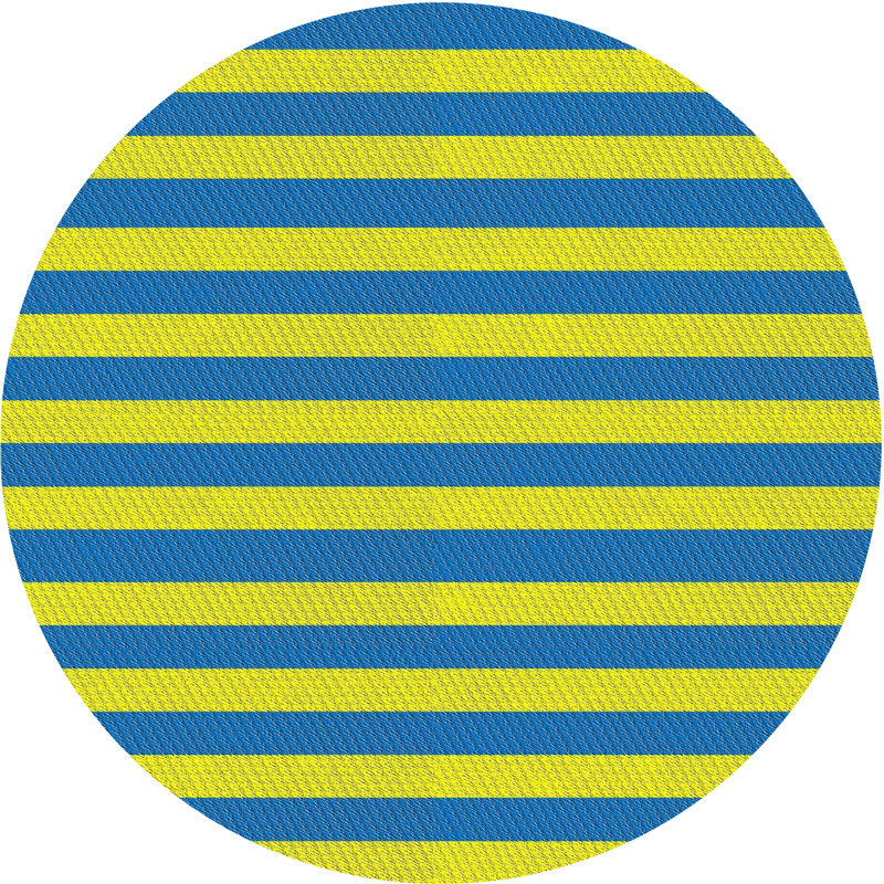 Jaune/bleu rayé Ginsburg Tapis décoratif, Rond 6 pi