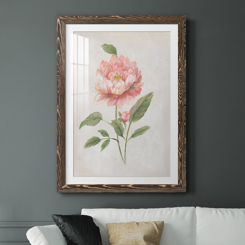 Grandiflora III - Peinture encadrée, H 44 po x l 31 po x P 1 po, Encadré de bois de noyer