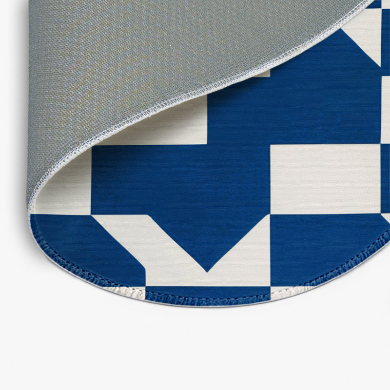 Tapis d'intérieur et d'extérieur à carreaux bleu, Rond 5 pi