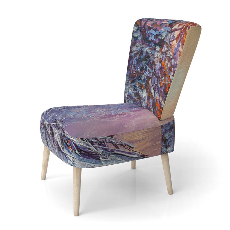 Accent Chair, Beige Floral Pattern Upholstered Decor - Beige Floral Pattern II, Gray/Yellow