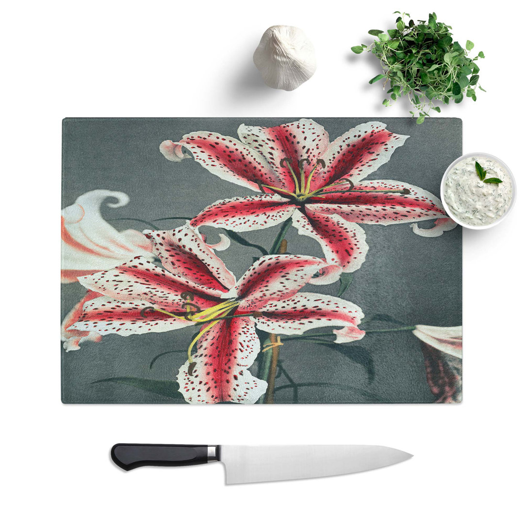 Tempered Glass Lily Flowers by Kazumasa Ogawa Chopping Board