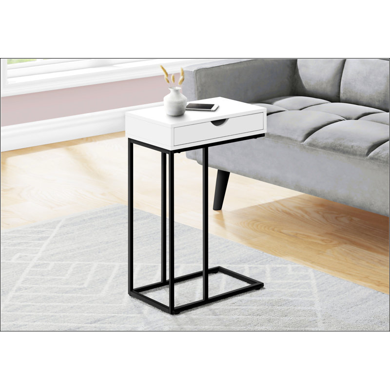 Table à collation avec tiroir de rangement, Blanc, Noir, noir, noir, noir