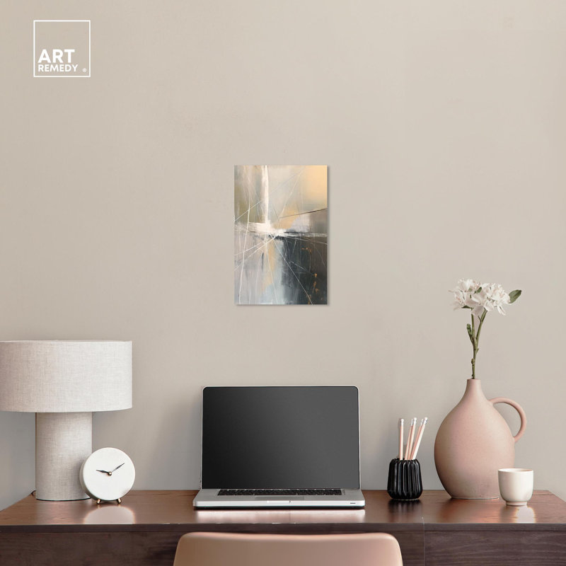 Contemporary Abstract Wrapped Canvas Art in Minimalist Style, 15" x 10"