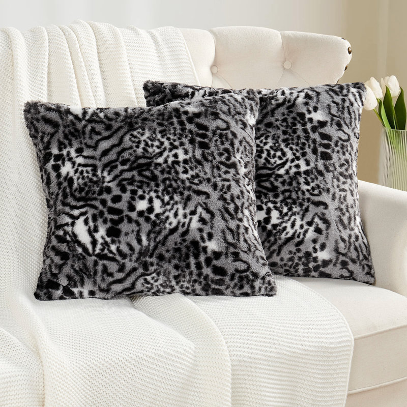 Animal Print Square Cushion Cover, Black