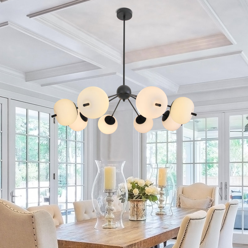 Lustre 8 lumières noir mat pour lustre de salle à manger