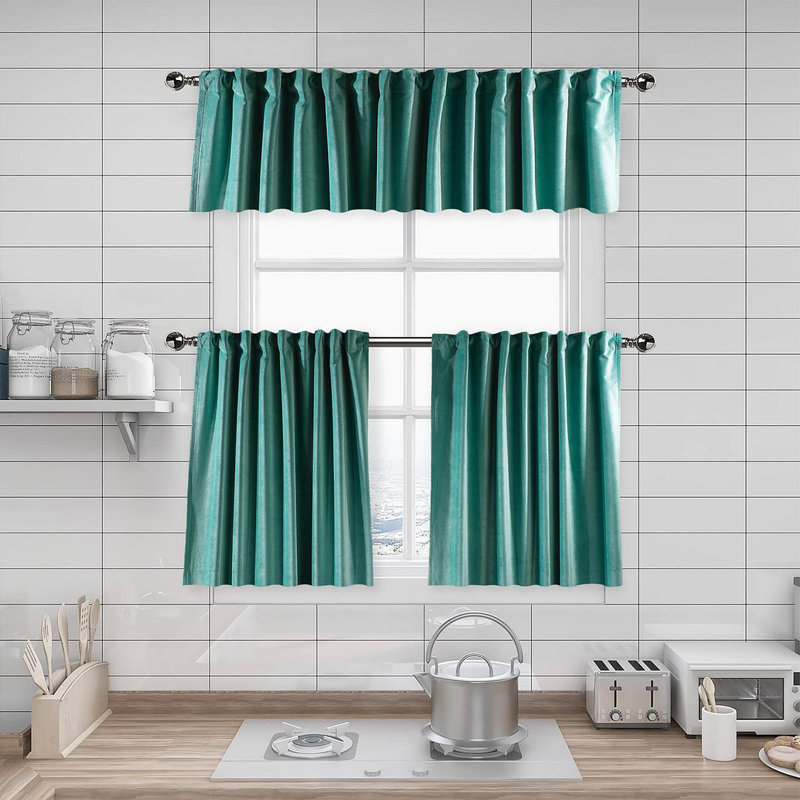 Soft Touch Velvet Kitchen Valance, 60 W x 60 D cm, 37 Turquoise