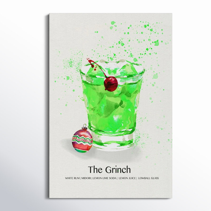 The Grinch Cocktail - Wrapped Canvas Print, 18" H x 12" W x 1.5" D