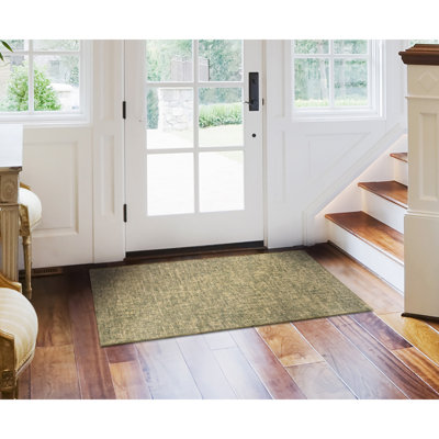 Tapis intérieur / extérieur en laine touffeté à la main de couleur unie Jacvalynn