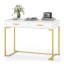 Bureau d'ordinateur avec 2 tiroirs, bureau de bureau moderne, table d'écriture compacte, bureau de coiffeuse pour chambre à coucher, bureau ou petits espaces, structure en métal, style minimaliste