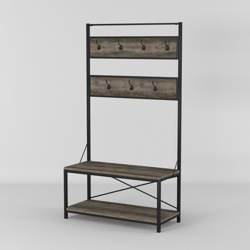 Bensen Hall Tree with Bench and Shoe Storage, Grey Wash