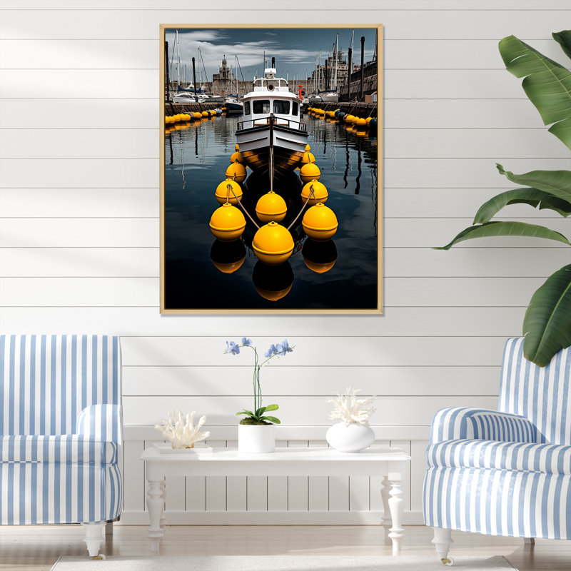 Port Wharf Reflections I - impression, H 20 po x l 12 po x P 1 po, Cadre naturel flottant