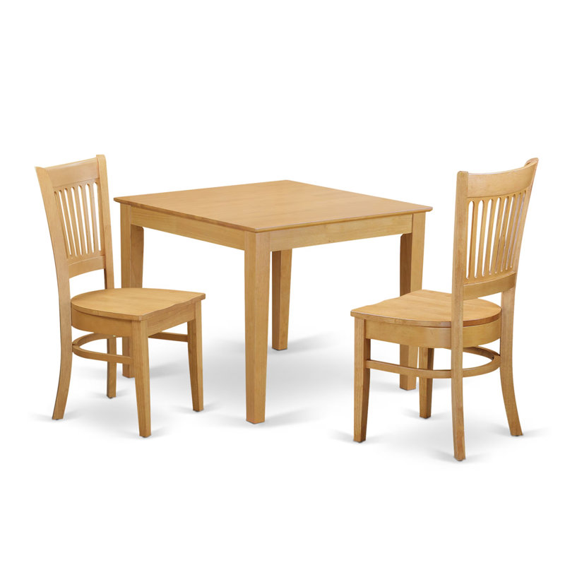 Ensemble de coin repas 3 pièces pour petits espaces comprenant une table carrée et 2 chaises de salle à manger, 36 x 36 pouces, chêne