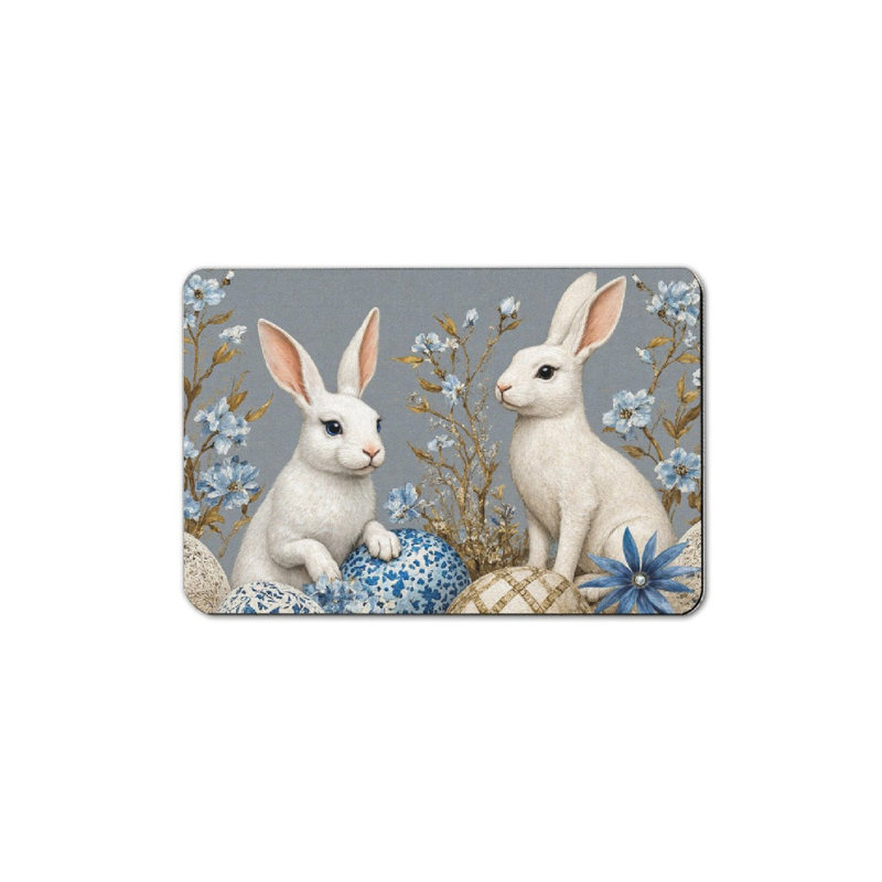 Tapis de bain White Bunnies avec œufs bleus, 36 po x 24 po