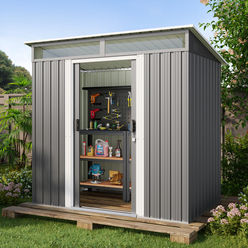 Remise de rangement verticale en métal l 6 pi x P 4 pi, Gris foncé