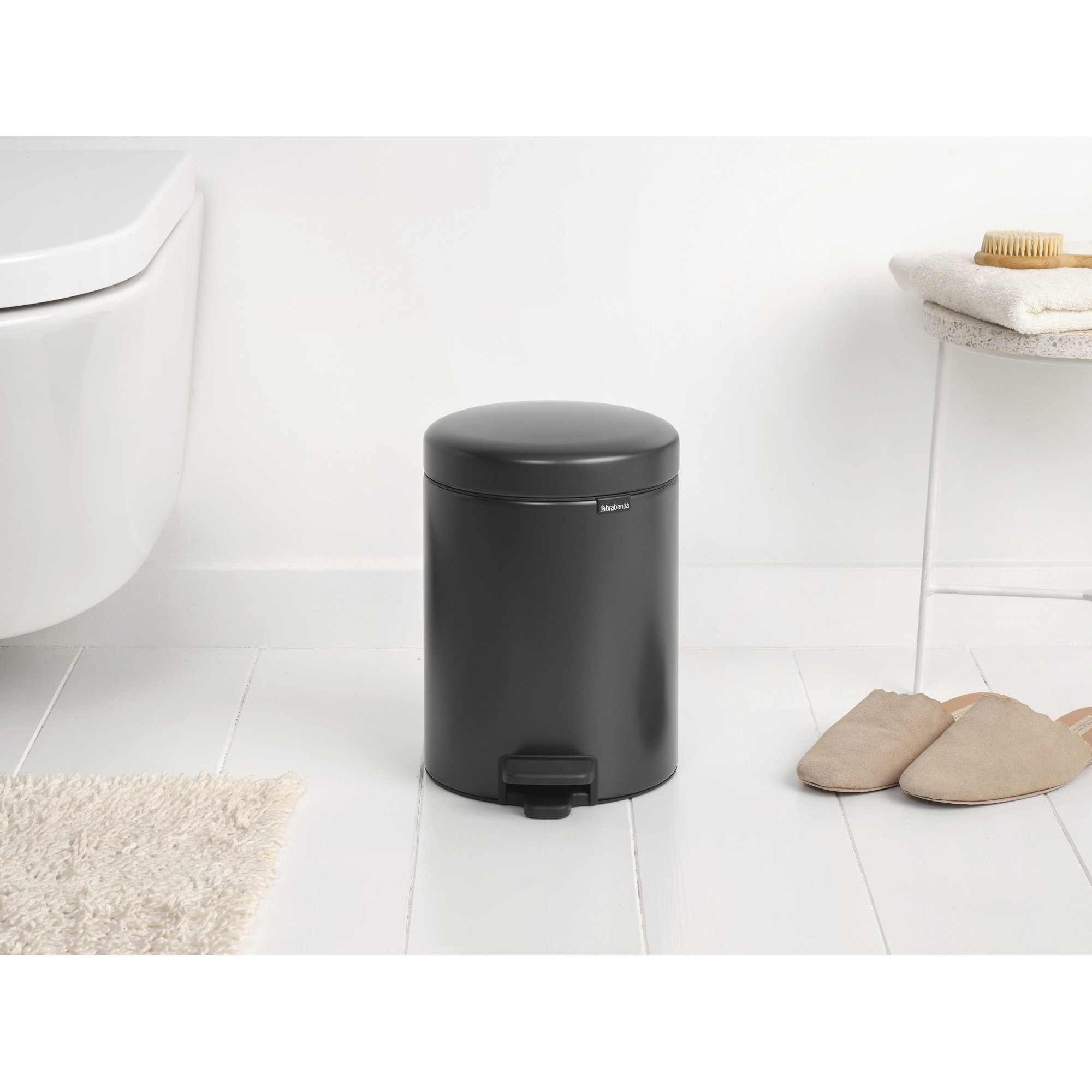 Brabantia NewIcon Step On Trash Can, 1.3 Gallon (5 Liter), Confident Gray