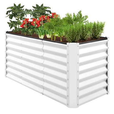 Lit de jardin surélevé en métal pour l'extérieur 4 x 2 x 2 pi, jardinière spacieuse à racines profondes pour légumes, fleurs et herbes (capacité de 119 gallons)