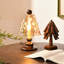 Petite lampe de table moderne en bois massif brun avec abat-jour en verre pour le salon de la chambre à coucher, ampoule incluse