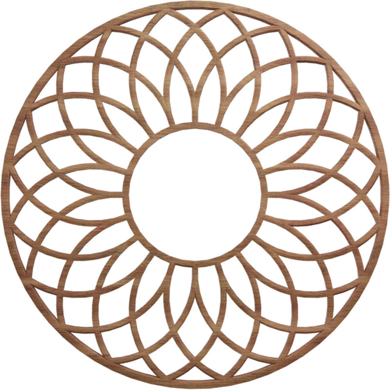 Médaillon de plafond en bois d'aulne 20 pi x P 7/8 po x P 3/8 po, aulne, Noyer, H 18 po x l 18 po x P 0,38 po